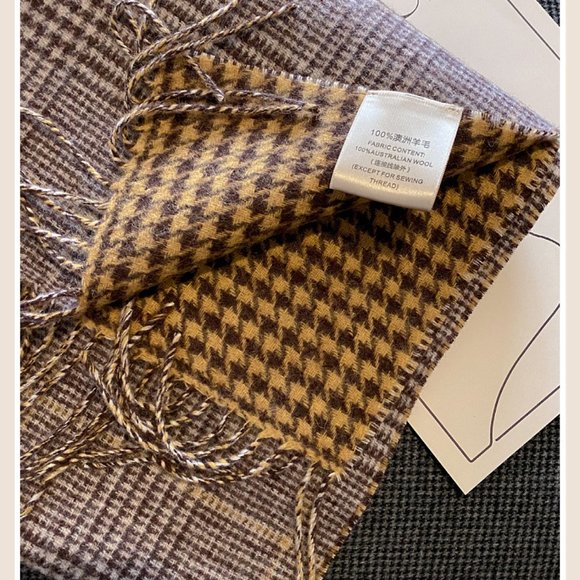 Unisex Caramel or Baby Blue  Plaid  Style  100% Australian Wool Scarf - Picture 4 of 7